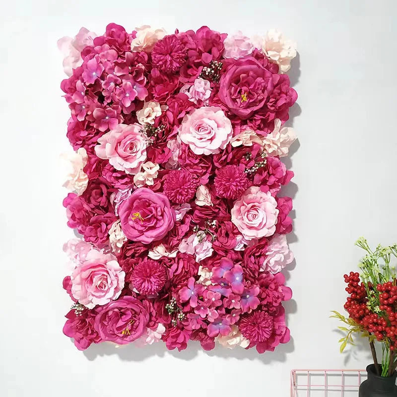 Silk Rose Artificial Flower Wall Backdrop Panel for Engagement Decor 3D Hydrangea for Birthday Party Baby Shower Customized