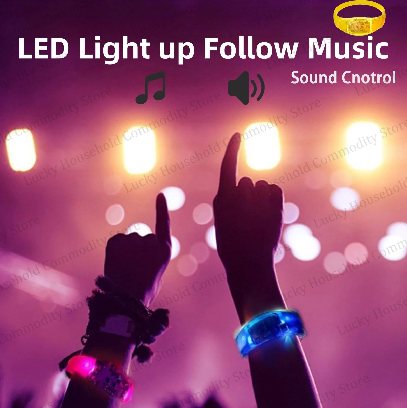 ﻿ Music&Sound Activated Light up Bracelets Voice Control Glow in the Dark Bracelets Rhythmic Bracelets Led Light Concert Party ﻿
