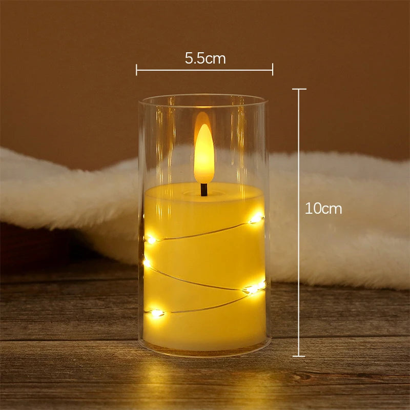Flameless LED Candles Star String with Battery Camping Room Wedding Party Decoration Atmosphere Realistic Flame Candle Light