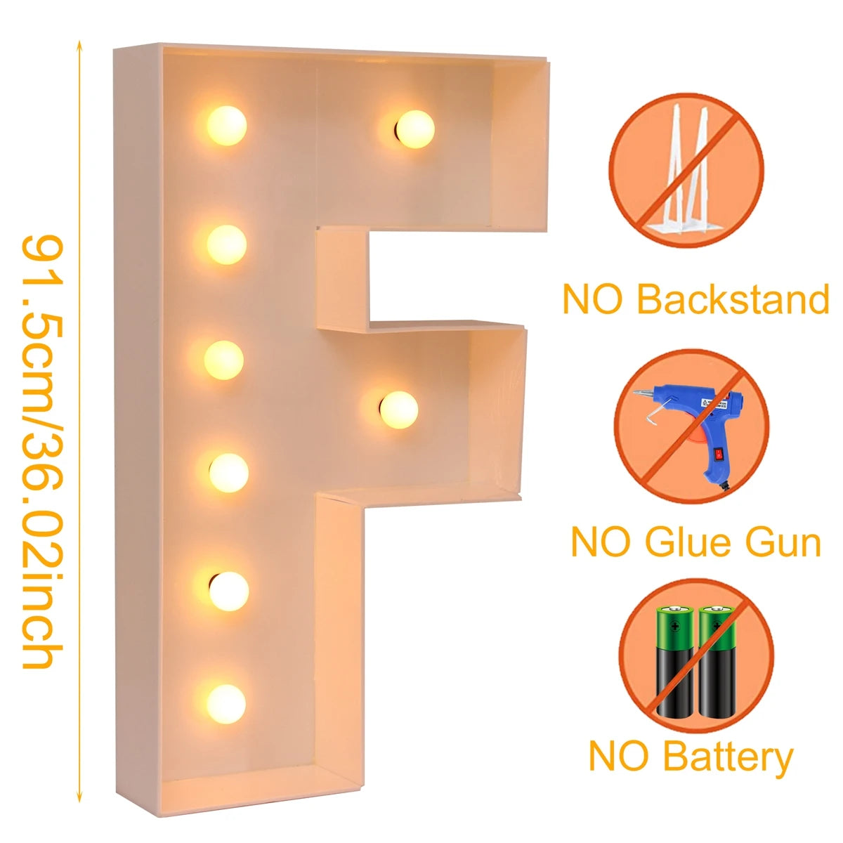 91.5CM Giant Letter Led Light Frame Box Baby Shower Christmas 1St Birthday Wedding Party Decor DIY Name Balloon Filling Box