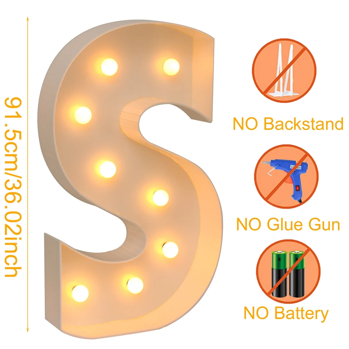 91.5CM Giant Letter Led Light Frame Box Baby Shower Christmas 1St Birthday Wedding Party Decor DIY Name Balloon Filling Box