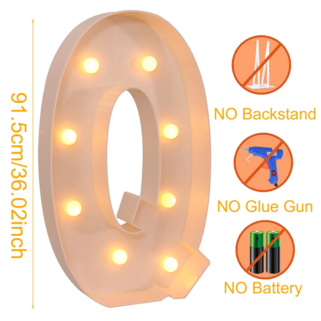 91.5CM Giant Letter Led Light Frame Box Baby Shower Christmas 1St Birthday Wedding Party Decor DIY Name Balloon Filling Box