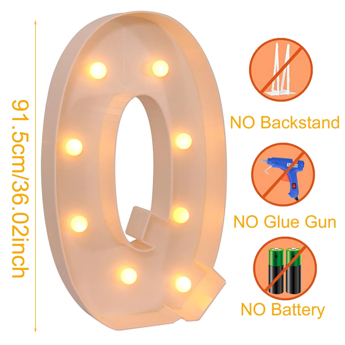 91.5CM Giant Letter Led Light Frame Box Baby Shower Christmas 1St Birthday Wedding Party Decor DIY Name Balloon Filling Box