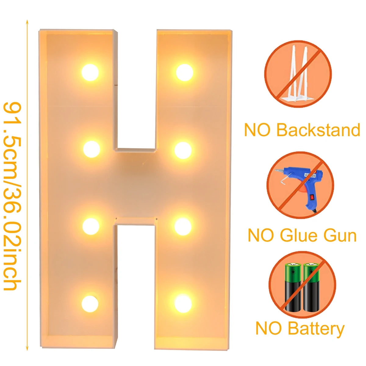 91.5CM Giant Letter Led Light Frame Box Baby Shower Christmas 1St Birthday Wedding Party Decor DIY Name Balloon Filling Box