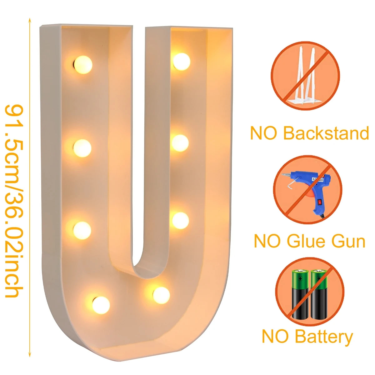 91.5CM Giant Letter Led Light Frame Box Baby Shower Christmas 1St Birthday Wedding Party Decor DIY Name Balloon Filling Box