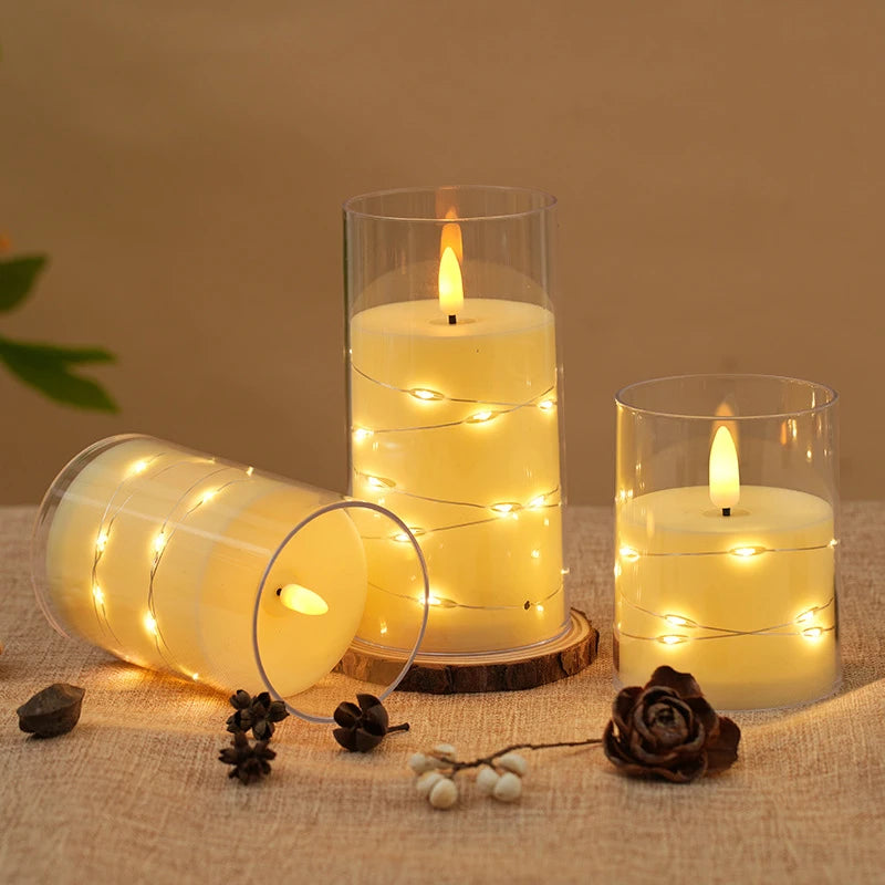 Flameless LED Candles Star String with Battery Camping Room Wedding Party Decoration Atmosphere Realistic Flame Candle Light