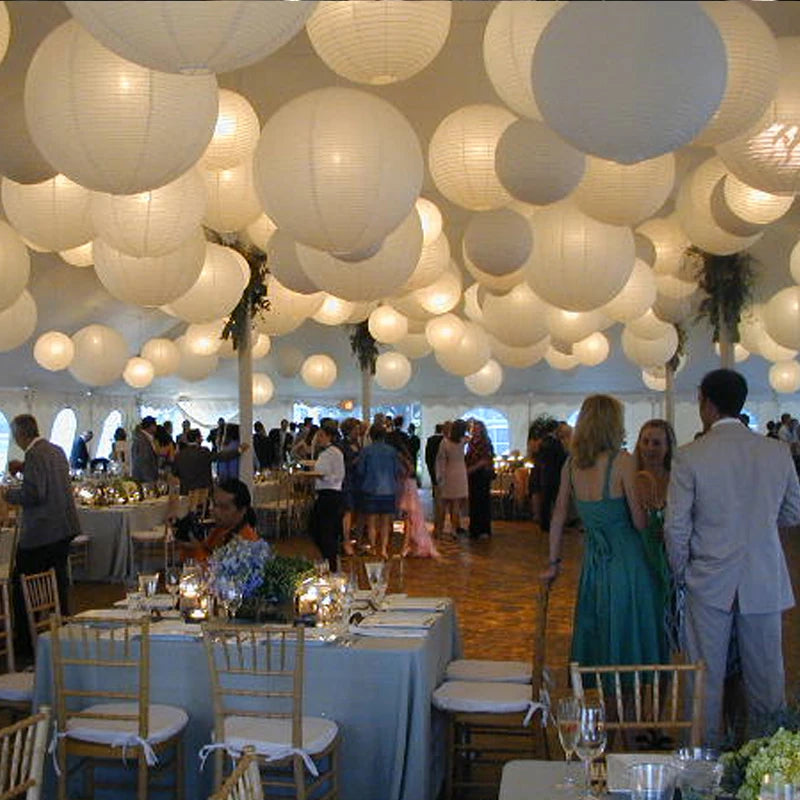 30/50/60Pcs Mix Size Wedding Decoration Lantern Elegant White Chinese Paper Lanterns Ball Lampion Hanging Lampshade Party