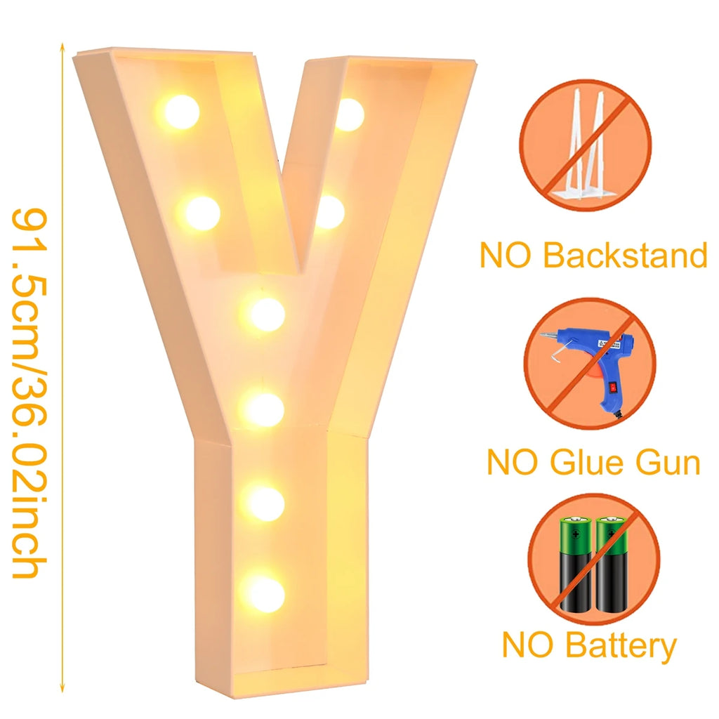 91.5CM Giant Letter Led Light Frame Box Baby Shower Christmas 1St Birthday Wedding Party Decor DIY Name Balloon Filling Box