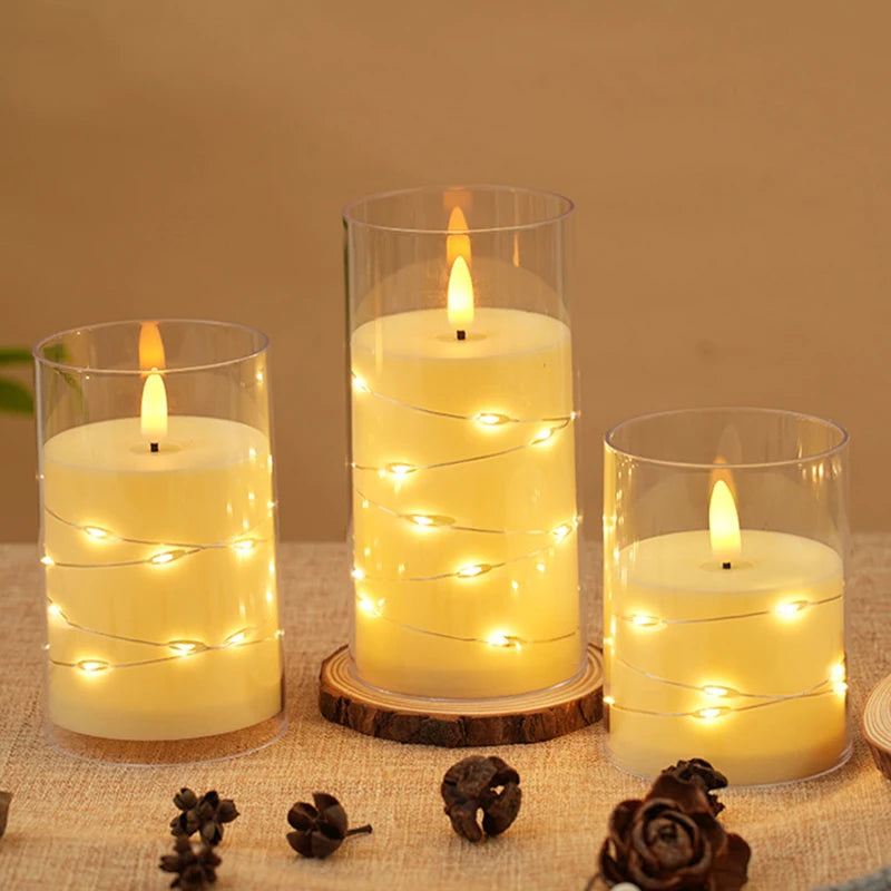 Flameless LED Candles Star String with Battery Camping Room Wedding Party Decoration Atmosphere Realistic Flame Candle Light