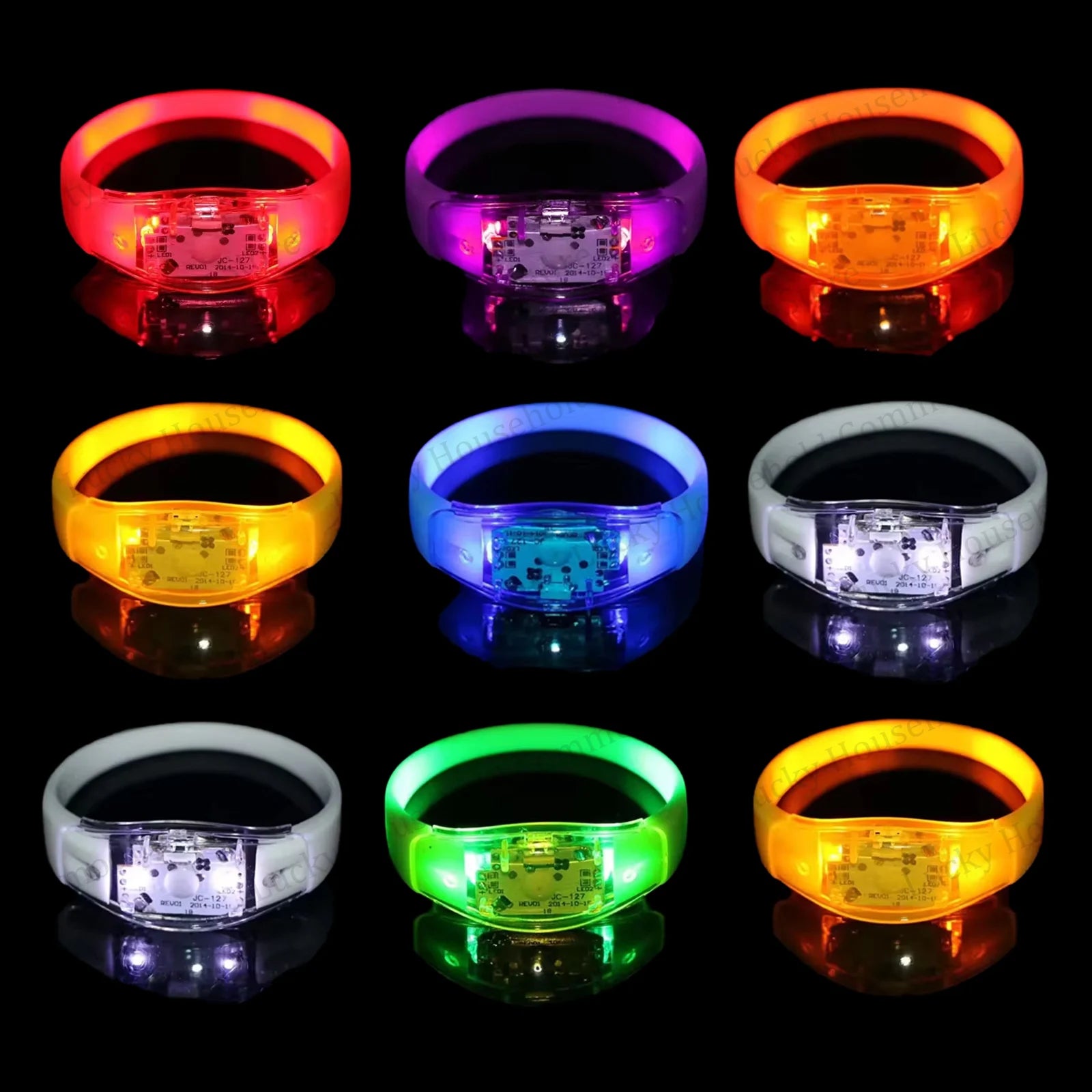 ﻿ Music&Sound Activated Light up Bracelets Voice Control Glow in the Dark Bracelets Rhythmic Bracelets Led Light Concert Party ﻿