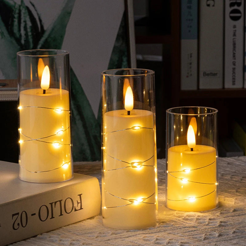 Flameless LED Candles Star String with Battery Camping Room Wedding Party Decoration Atmosphere Realistic Flame Candle Light