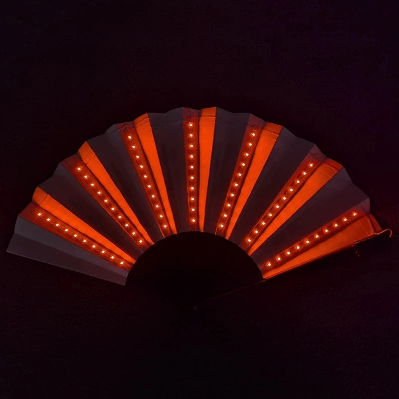 Neon Light up Bar Foldable Hand Fan Dance Performance Luminous LED Fans Glowing Kung Fu Chinese Bamboo Fan Concert Support Props