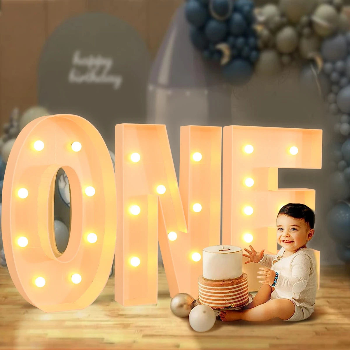 91.5CM Giant Letter Led Light Frame Box Baby Shower Christmas 1St Birthday Wedding Party Decor DIY Name Balloon Filling Box