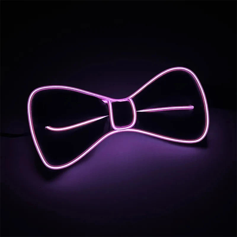 Men LED Luminous Glowing Bow Tie EL Wire Neon Party Halloween Christmas Luminous Light up Decor Bar Club Stage Prop Clothing