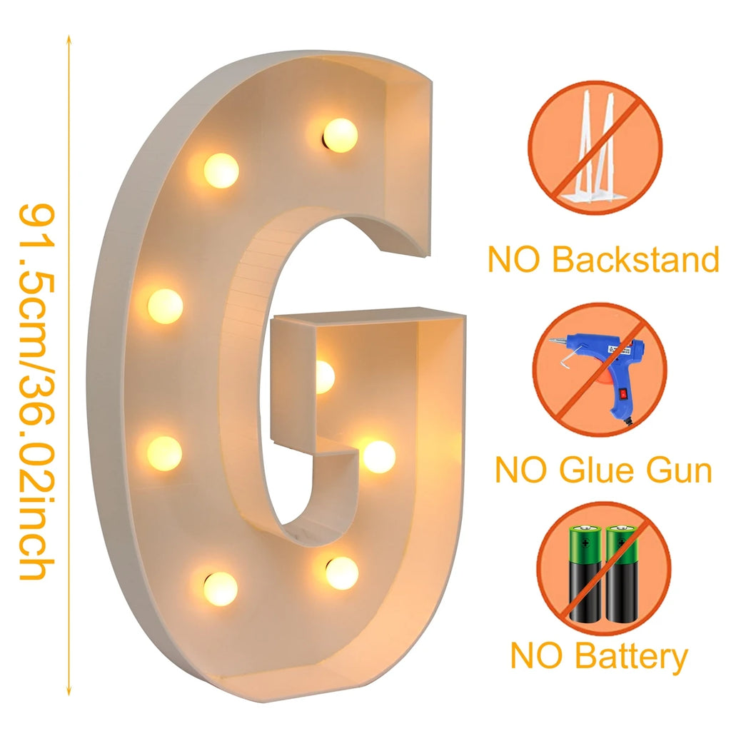 91.5CM Giant Letter Led Light Frame Box Baby Shower Christmas 1St Birthday Wedding Party Decor DIY Name Balloon Filling Box