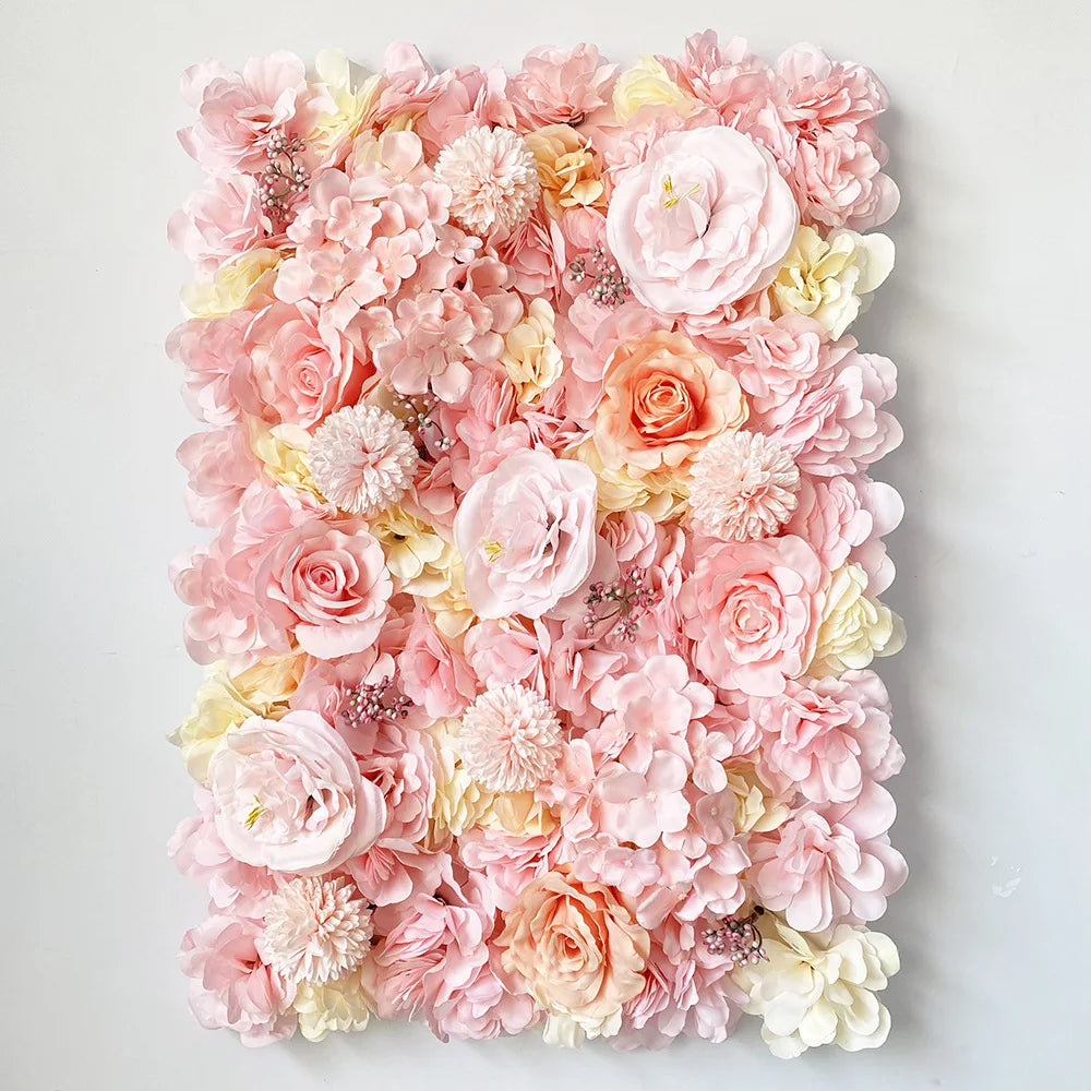 Silk Rose Artificial Flower Wall Backdrop Panel for Engagement Decor 3D Hydrangea for Birthday Party Baby Shower Customized