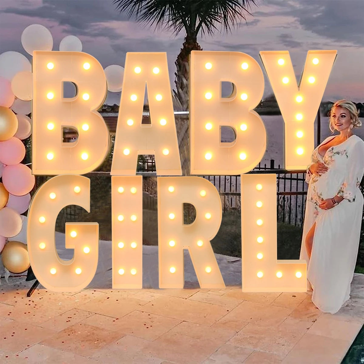 91.5CM Giant Letter Led Light Frame Box Baby Shower Christmas 1St Birthday Wedding Party Decor DIY Name Balloon Filling Box