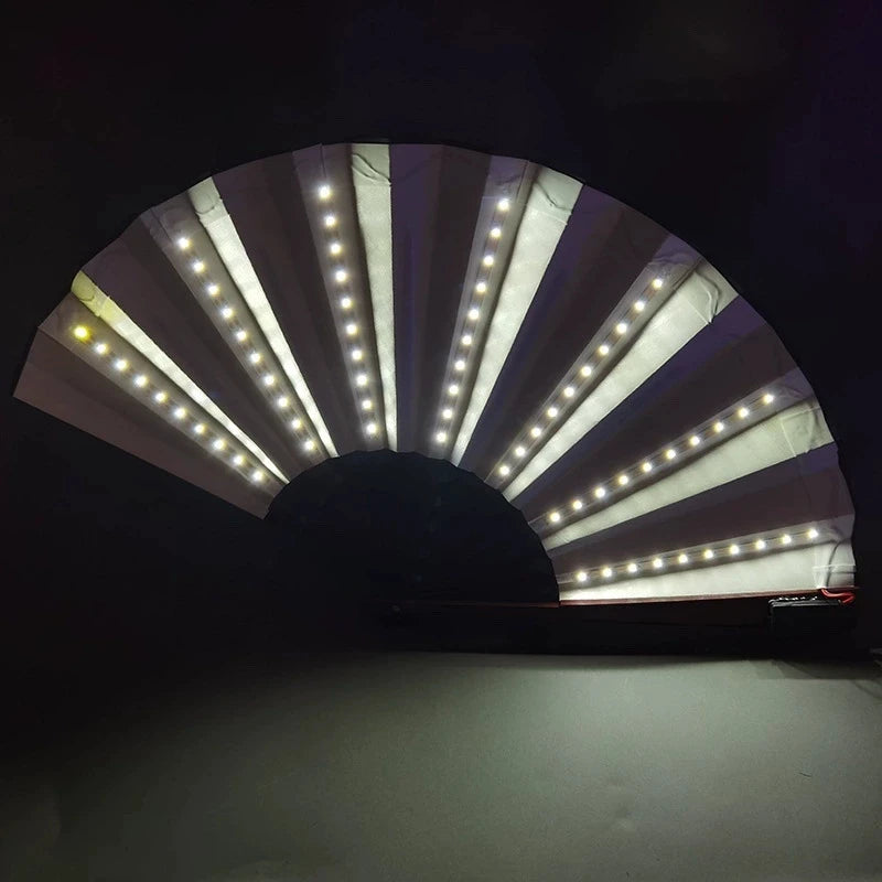 Neon Light up Bar Foldable Hand Fan Dance Performance Luminous LED Fans Glowing Kung Fu Chinese Bamboo Fan Concert Support Props