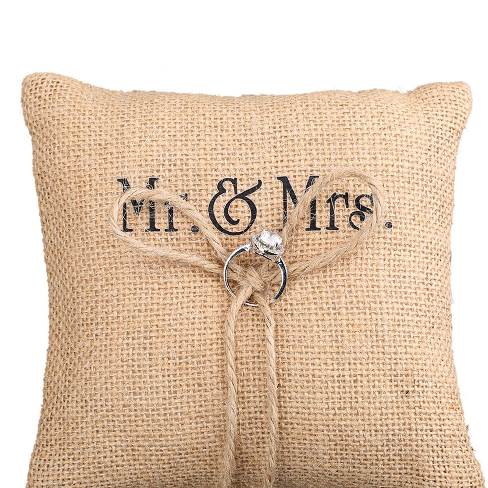 Burlap Wedding Pillow Specials Word Design Pillow for Wedding Anniversary Bride and Groom
