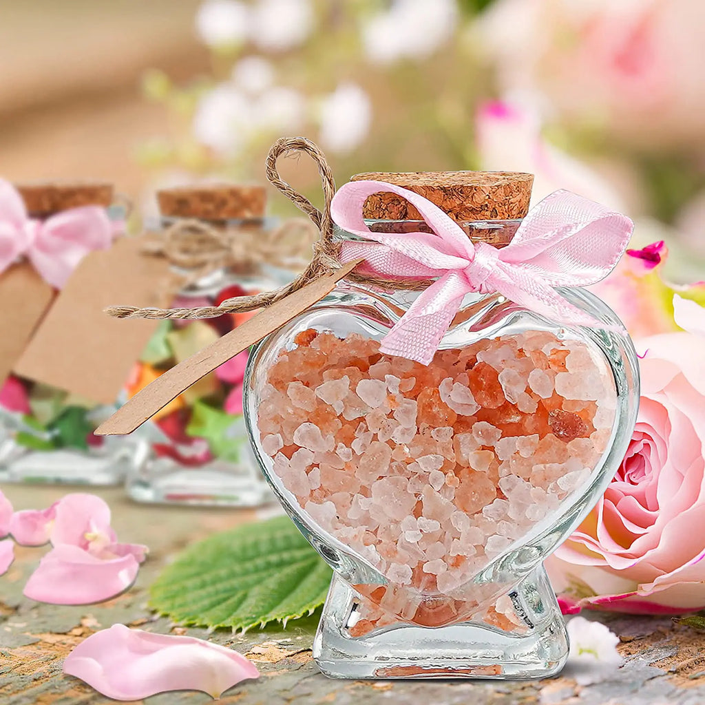 20Pcs Heart Shaped Wishing Jar DIY Small Glass Jars with Cork Lid Wedding Decor for Baby Shower Wedding Favor Valentine'S Day