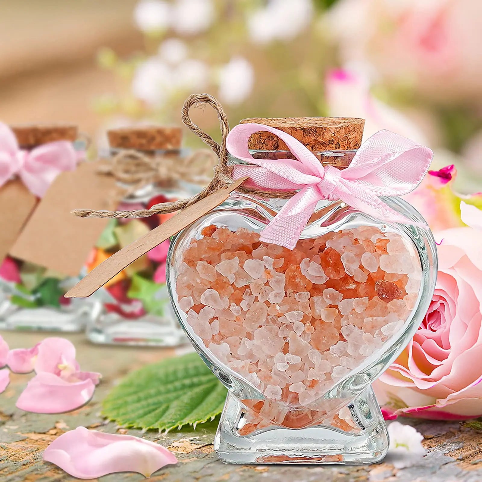 20Pcs Heart Shaped Wishing Jar DIY Small Glass Jars with Cork Lid Wedding Decor for Baby Shower Wedding Favor Valentine'S Day