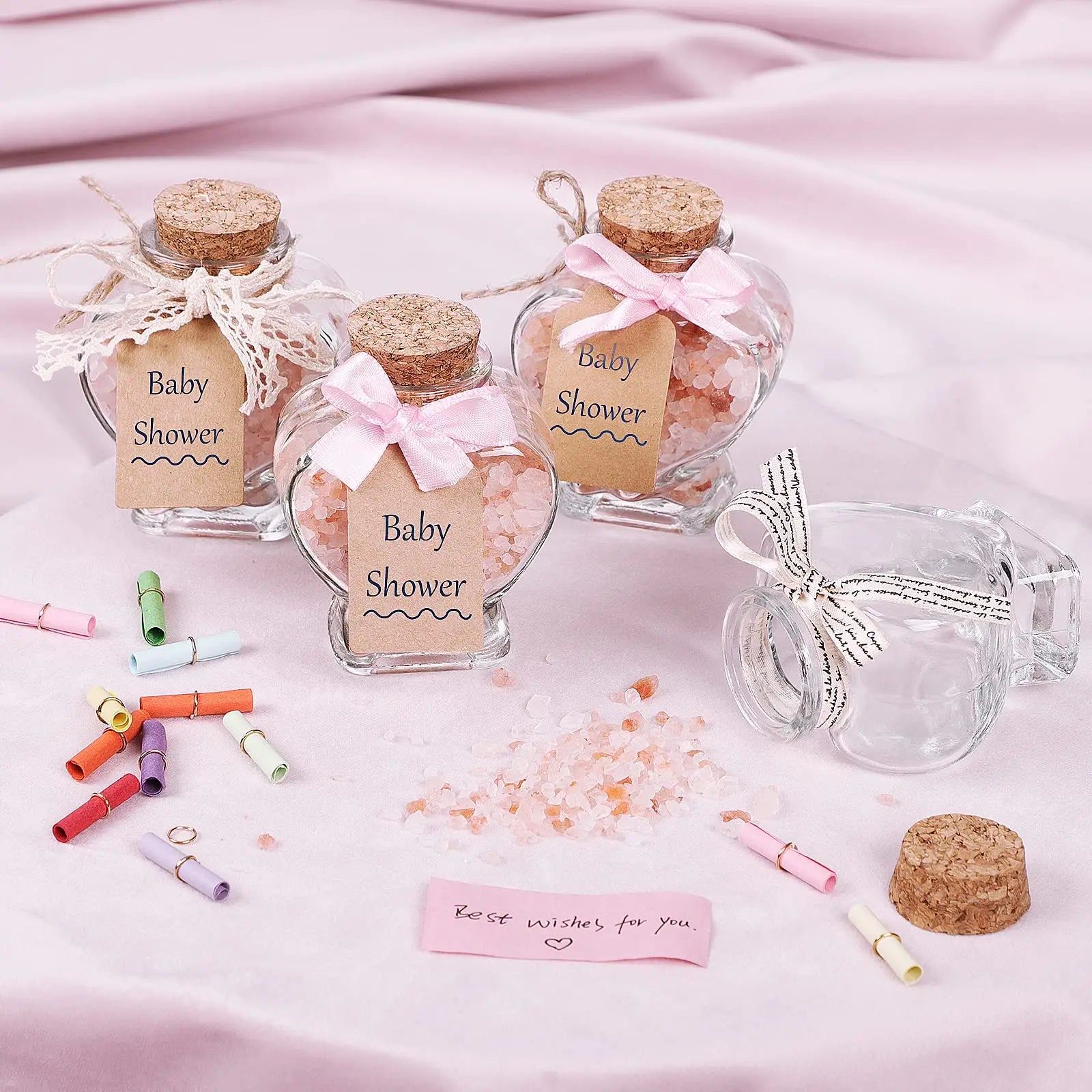 20Pcs Heart Shaped Wishing Jar DIY Small Glass Jars with Cork Lid Wedding Decor for Baby Shower Wedding Favor Valentine'S Day