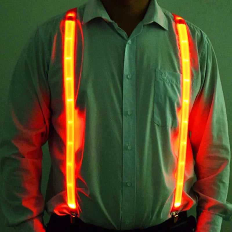 NEW Tie Bow LED Lights Suspenders Festival Party Supplies Crazy Wedding Party Time Woman Suspenders Hangers for Men SD01
