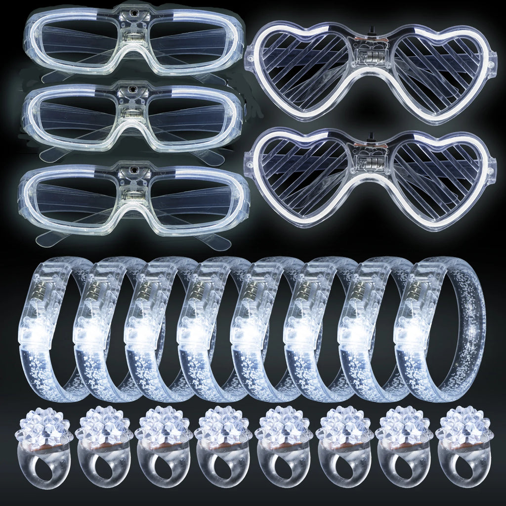 Led White Bracelets Light up Party Favors Glow in the Dark Party Supplies Neon Sunglasses LED Rings Bracelets Wedding Decoration