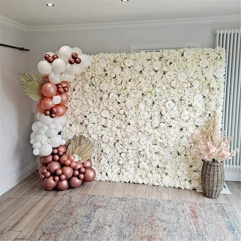 Silk Rose Artificial Flower Wall Backdrop Panel for Engagement Decor 3D Hydrangea for Birthday Party Baby Shower Customized
