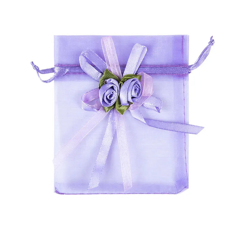 50/100PCS Mesh Bag Vintage Rose Ribbion Gift Drawstring Bags Party Wedding Favors for Guest Small Present Candy Packaging Box