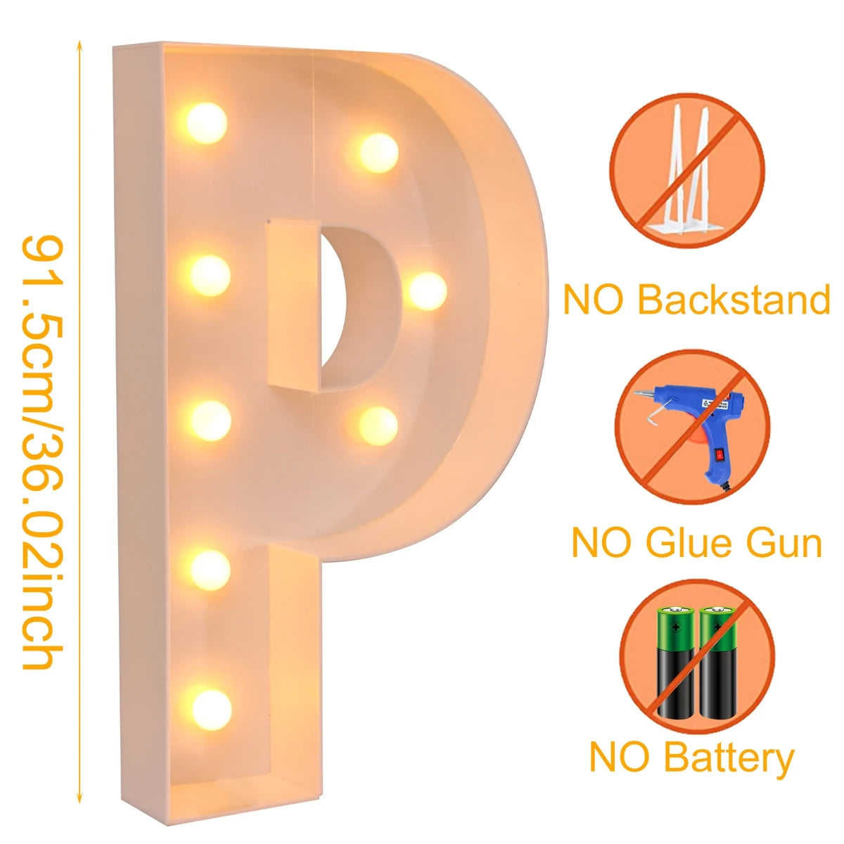 91.5CM Giant Letter Led Light Frame Box Baby Shower Christmas 1St Birthday Wedding Party Decor DIY Name Balloon Filling Box
