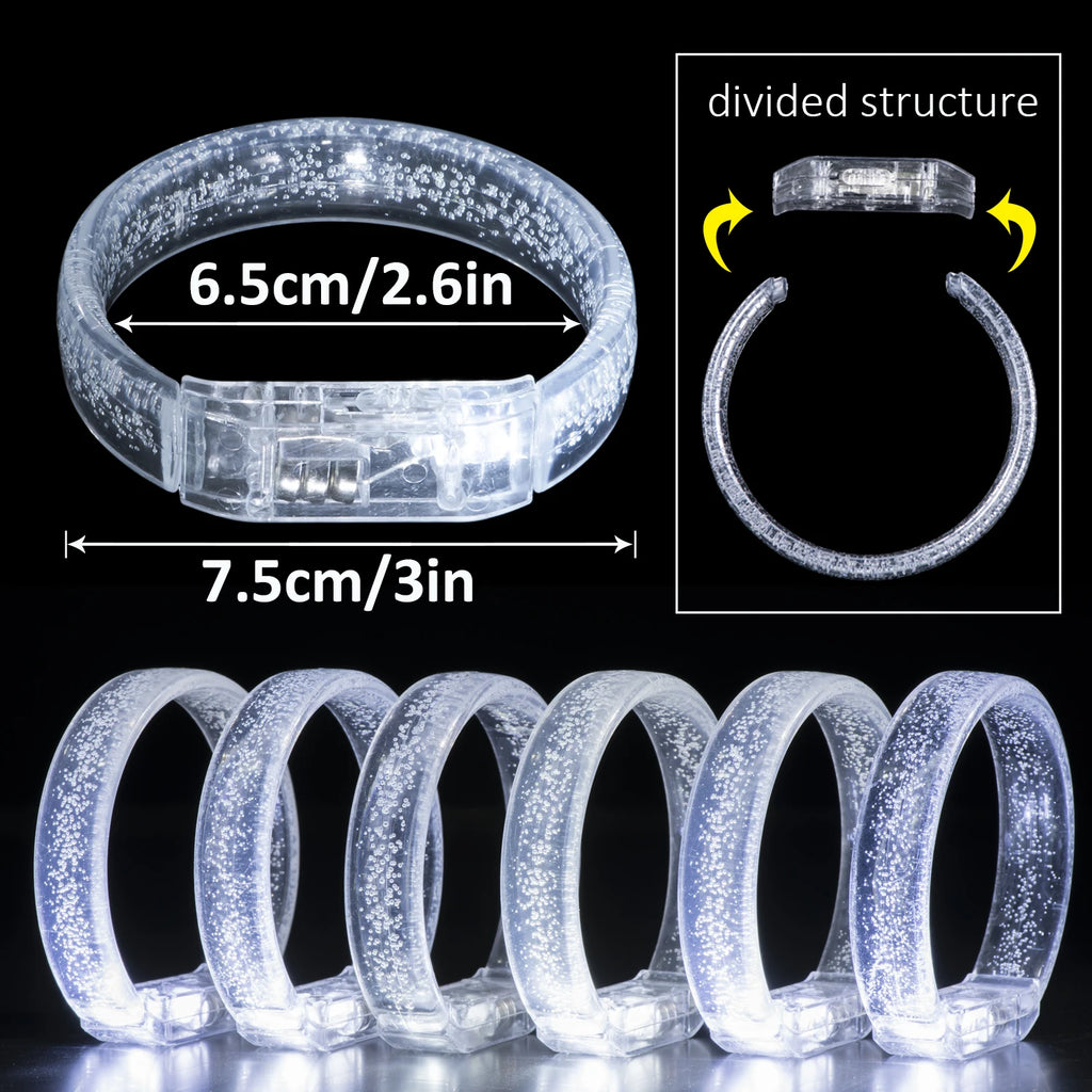 Led White Bracelets Light up Party Favors Glow in the Dark Party Supplies Neon Sunglasses LED Rings Bracelets Wedding Decoration