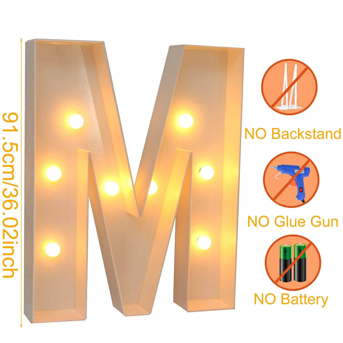 91.5CM Giant Letter Led Light Frame Box Baby Shower Christmas 1St Birthday Wedding Party Decor DIY Name Balloon Filling Box