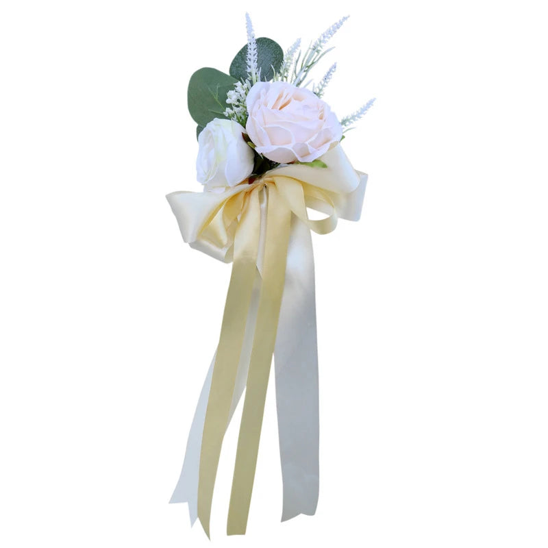 Creative Artificial Flower Wedding Car Decor Flower Door Handles Rearview Mirror Decoration Accessories Marriage Props Gifts