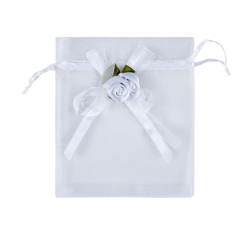 50/100PCS Mesh Bag Vintage Rose Ribbion Gift Drawstring Bags Party Wedding Favors for Guest Small Present Candy Packaging Box