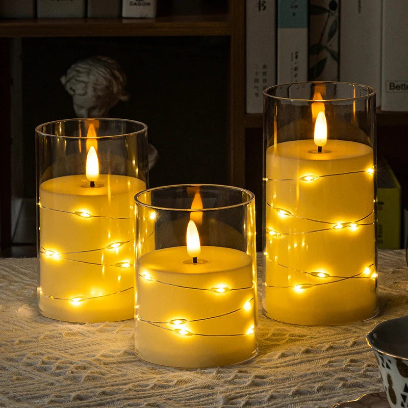 Flameless LED Candles Star String with Battery Camping Room Wedding Party Decoration Atmosphere Realistic Flame Candle Light