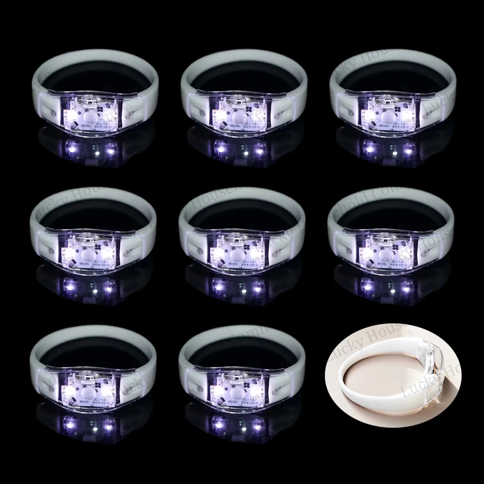 ﻿ Music&Sound Activated Light up Bracelets Voice Control Glow in the Dark Bracelets Rhythmic Bracelets Led Light Concert Party ﻿