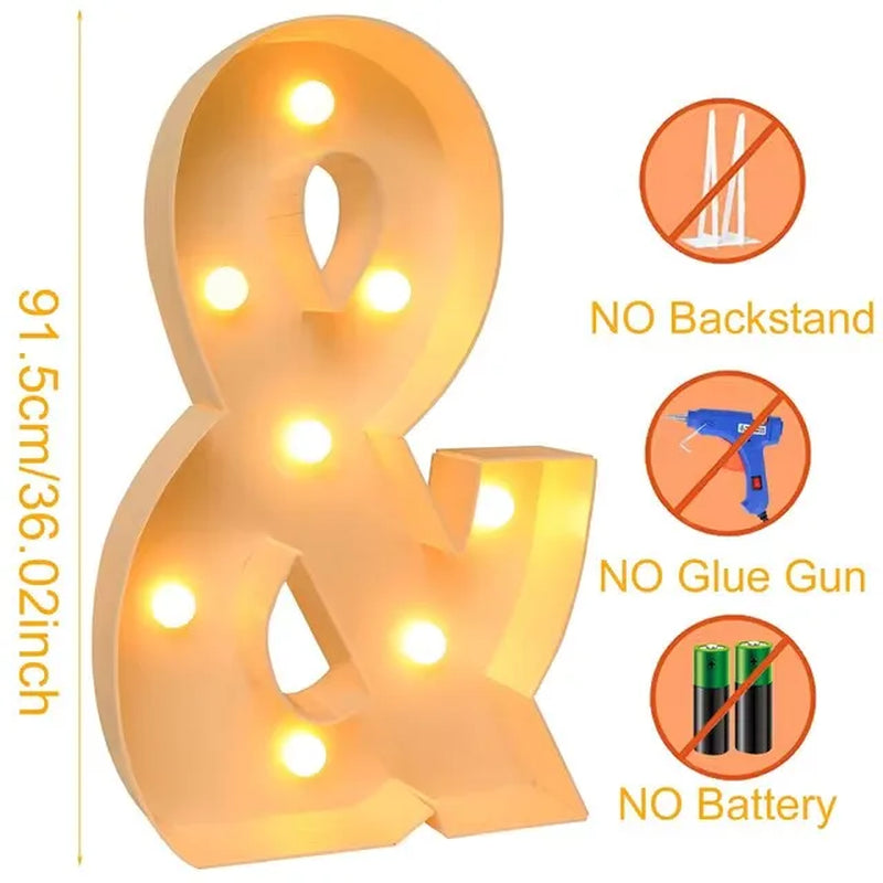91.5CM Giant Letter Led Light Frame Box Baby Shower Christmas 1St Birthday Wedding Party Decor DIY Name Balloon Filling Box
