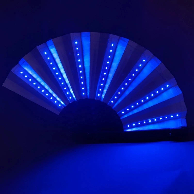 Neon Light up Bar Foldable Hand Fan Dance Performance Luminous LED Fans Glowing Kung Fu Chinese Bamboo Fan Concert Support Props