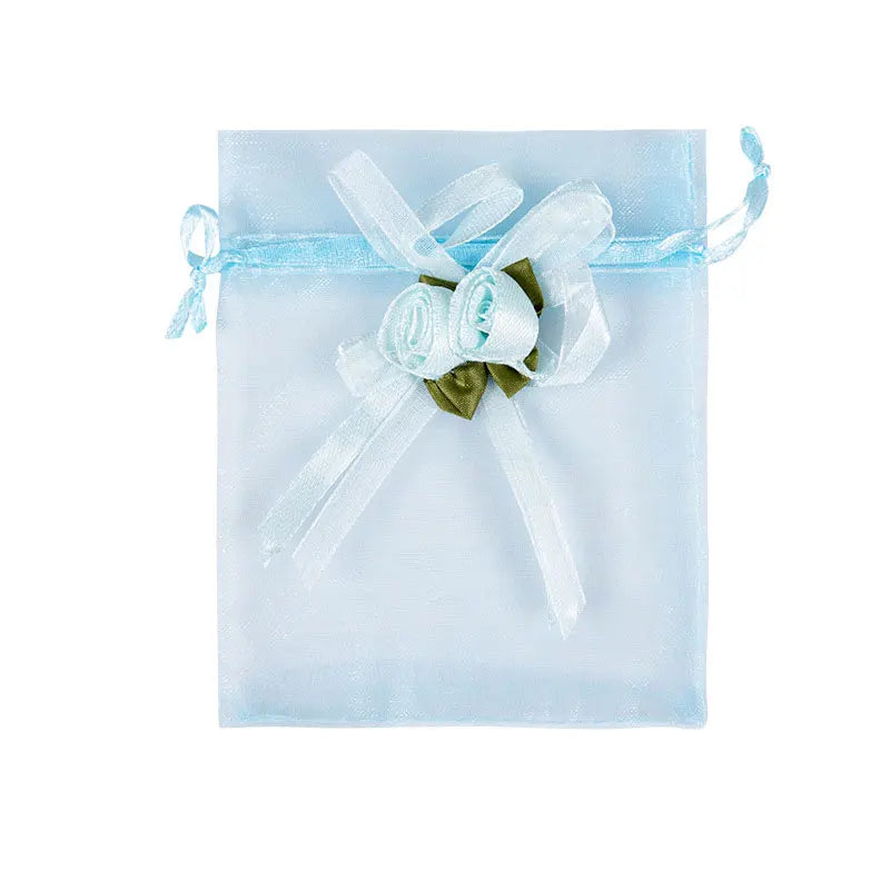 50/100PCS Mesh Bag Vintage Rose Ribbion Gift Drawstring Bags Party Wedding Favors for Guest Small Present Candy Packaging Box