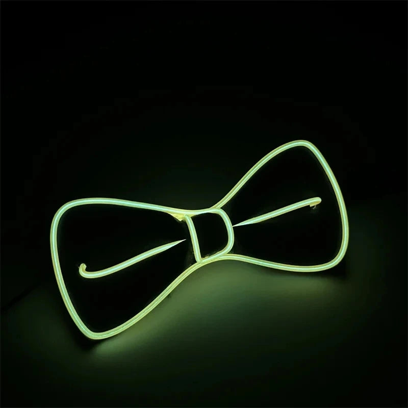 Men LED Luminous Glowing Bow Tie EL Wire Neon Party Halloween Christmas Luminous Light up Decor Bar Club Stage Prop Clothing
