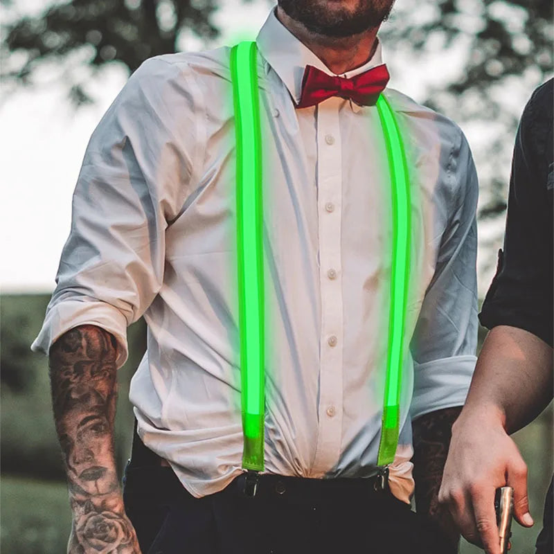 NEW Tie Bow LED Lights Suspenders Festival Party Supplies Crazy Wedding Party Time Woman Suspenders Hangers for Men SD01