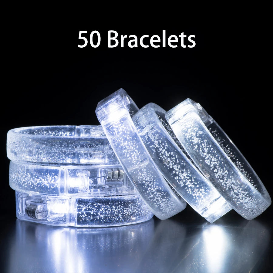Led White Bracelets Light up Party Favors Glow in the Dark Party Supplies Neon Sunglasses LED Rings Bracelets Wedding Decoration
